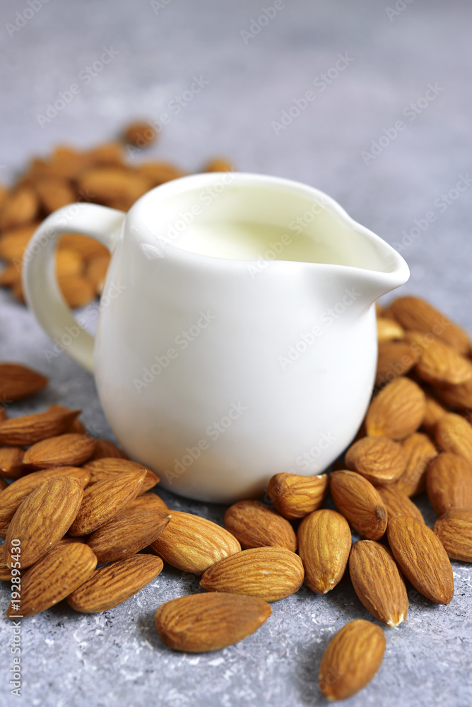 Homemade natural almond milk. Homemade natural almond milk.