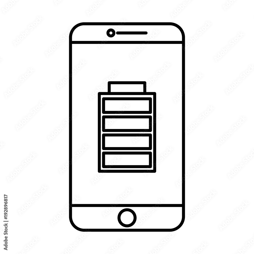 smartphone battery on screen charged technology vector illustration outline image smartphone battery on screen charged technology vector illustration outline image