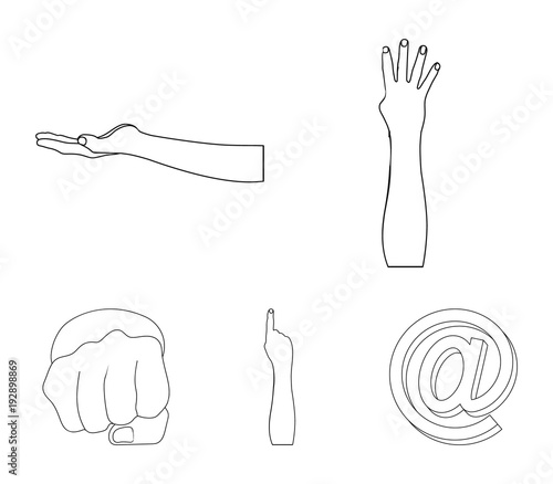 Sign Language outline icons in set collection for design.Emotional part of communication vector symbol stock web illustration.