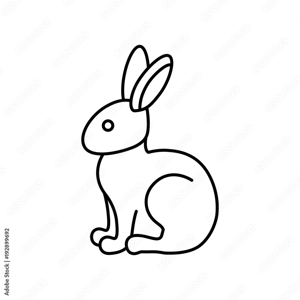 Fototapeta premium easter rabbit line black icon