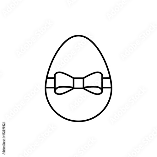 easter egg with bow line black icon