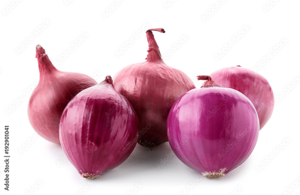 Red onions on white background Red onions on white background