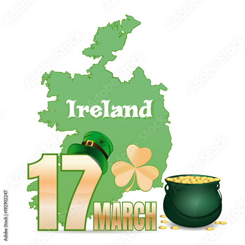 Feast of Saint Patrick is a cultural and religious Irish celebration held on 17 March. Design element for St. Patrick's Day. Vector illustration