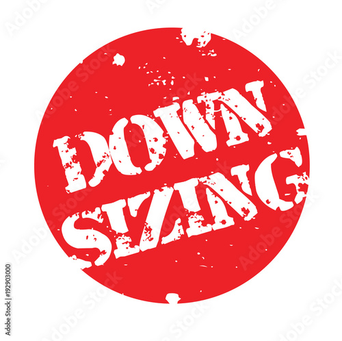 Downsizing stamp. Typographic label, stamp or logo