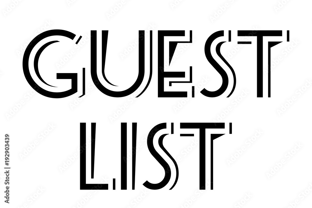 Guest List typographic stamp. Typographic sign, badge or logo. Guest List typographic stamp. Typographic sign, badge or logo.