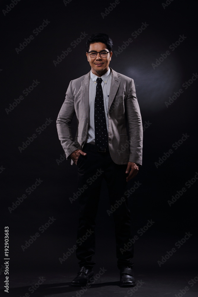 Full Length Snap Figure, Business Man Stand in gray Suit white shirt black pants Full Length Snap Figure, Business Man Stand in gray Suit white shirt black pants