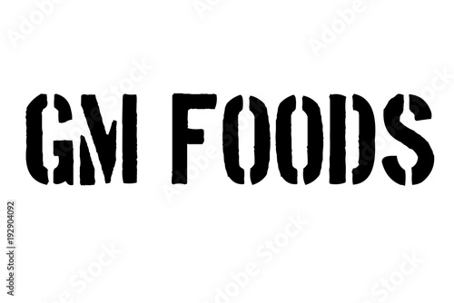 Gm Foods stamp. Typographic sign, stamp or logo