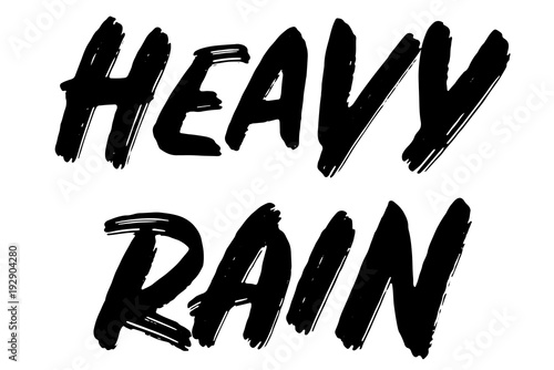 Heavy Rain typographic stamp. Typographic sign, badge or logo.