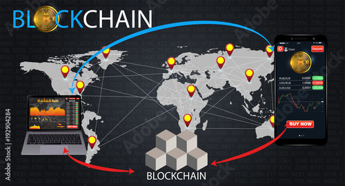 How does a blockchain work: cryptocurrency and secure transactions infographic