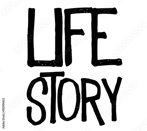 Life Story	 typographic stamp. Typographic sign, badge or logo.