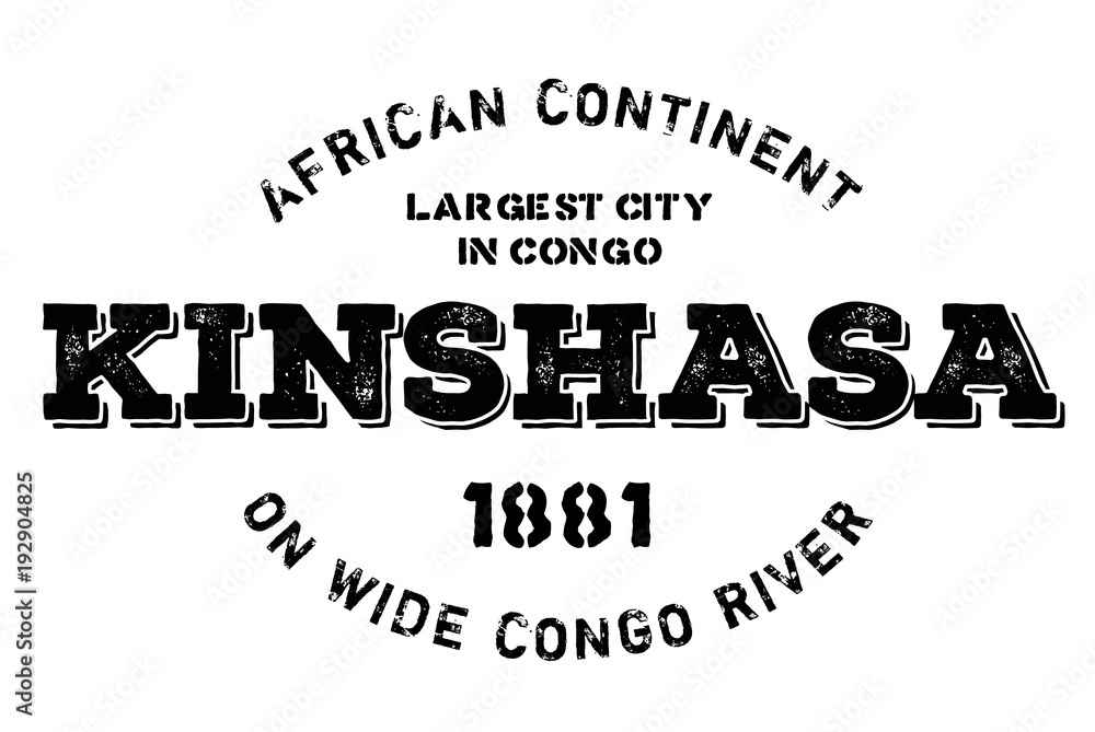 Kinshasa typographic stamp. Typographic sign, badge or logo Kinshasa typographic stamp. Typographic sign, badge or logo