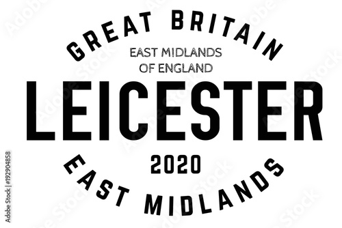 Leicester	 typographic stamp. Typographic sign, badge or logo