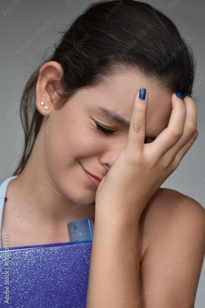Fototapeta premium Young Female Student And Sadness