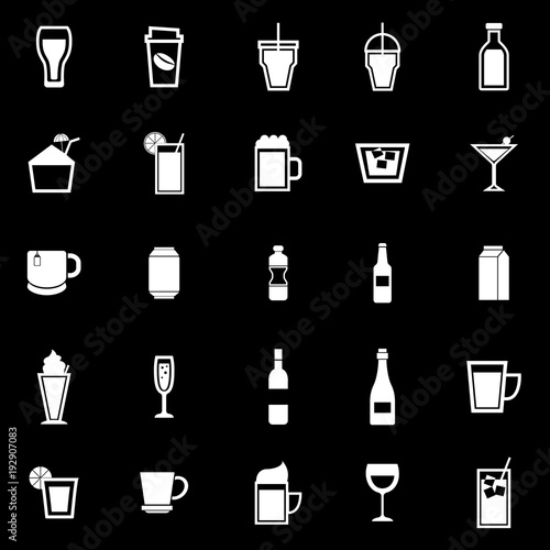 Beverage icons on black background