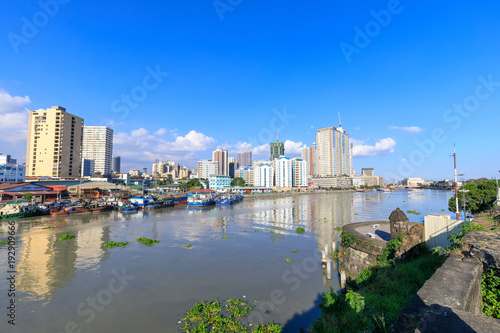 Manila pasig river view from Fort Santiago view deck, Intramuros, Manila, Philippines photo