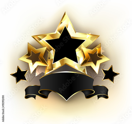 Five stars with black ribbon