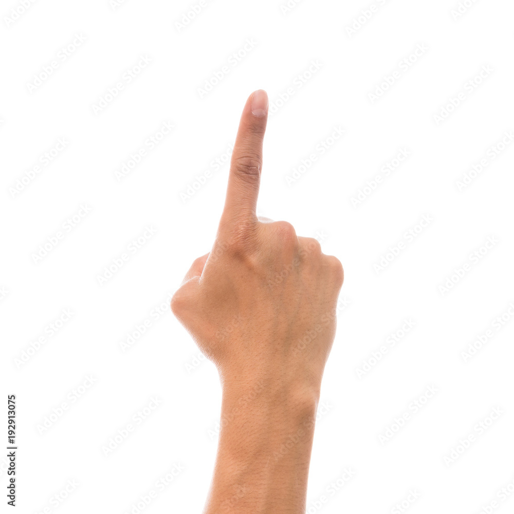 Men hand showing the multi action over white background, include clipping path Men hand showing the multi action over white background, include clipping path