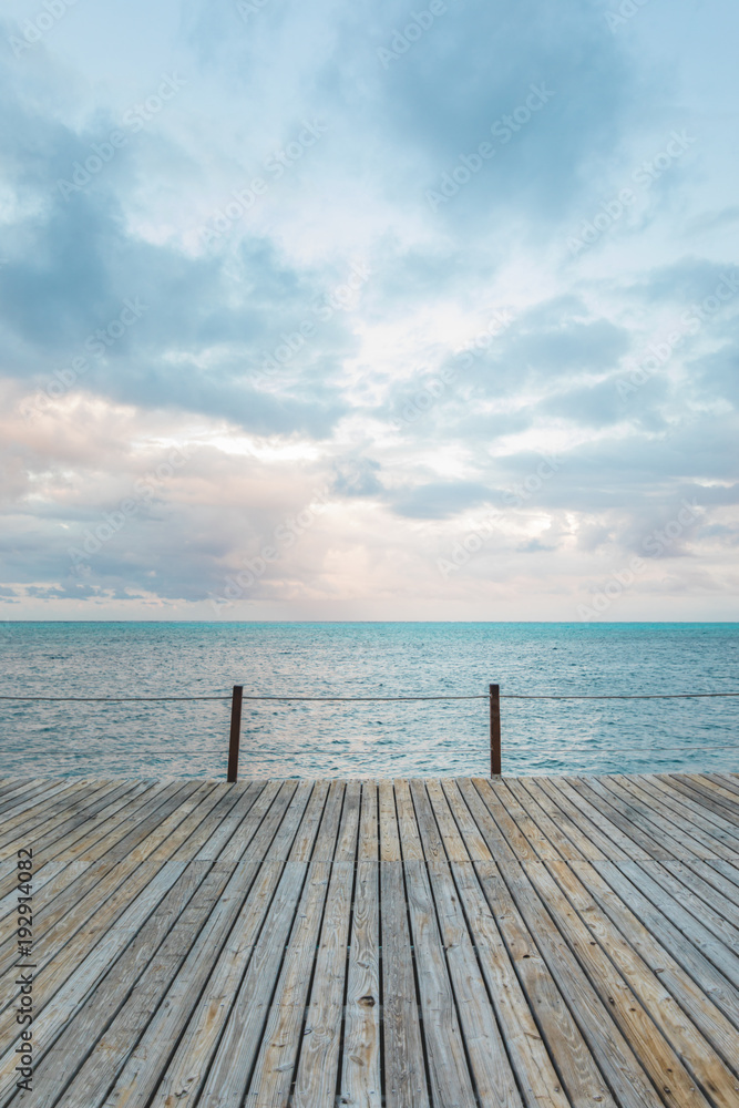 Wooden Pier and Turquoise Caribbean Ocean