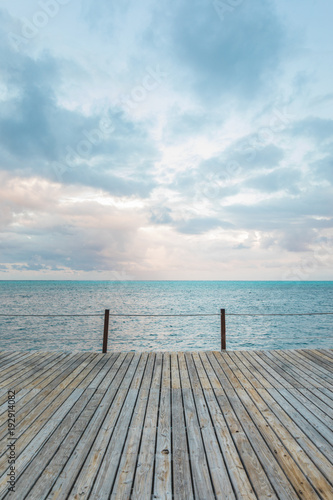 Wooden Pier and Turquoise Caribbean Ocean