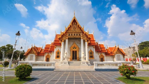 Wallpaper Mural Wat Benchamabophit Temple Landmark Travel Place Of Bangkok, Thailand 4K Time Lapse Torontodigital.ca