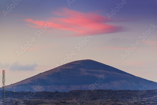 Stunning view of the volcanic landscape at sunset. Lanzarote. Canary Islands. Spain