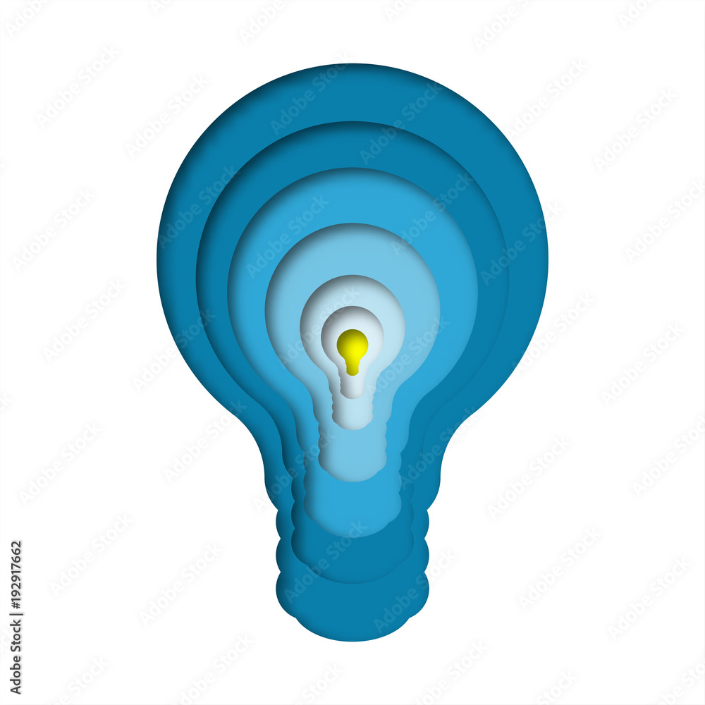 Blue simple light bulb in paper cut concept for Business idea graphic design vector Blue simple light bulb in paper cut concept for Business idea graphic design vector