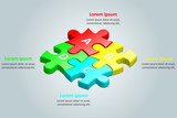 Colorful 3d group of jigsaw puzzle for Business idea graphic design concept