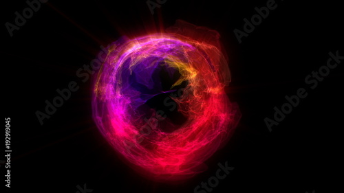 Obraz na plátně abstract energy ball rotating on black background 3d illustration