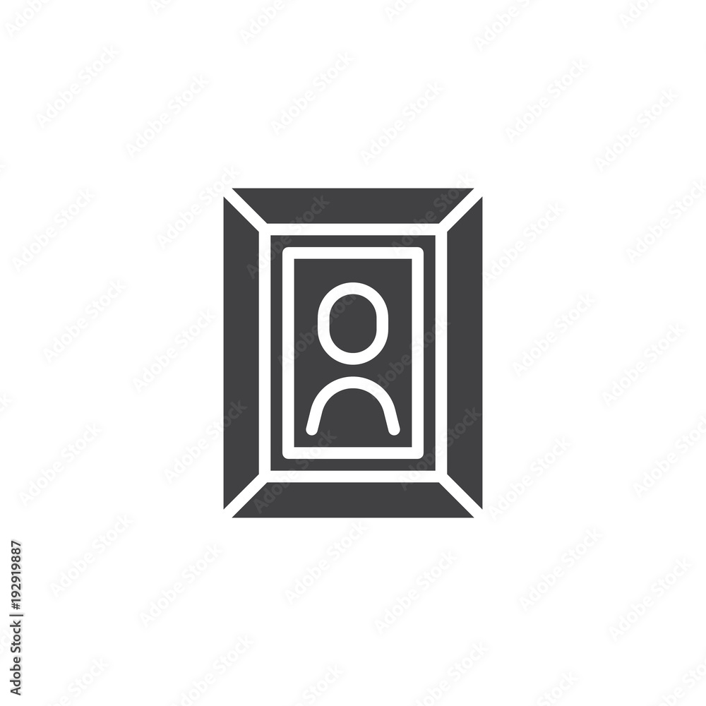 Portrait in a frame vector icon. filled flat sign for mobile concept and web design. Picture simple solid icon. Symbol, logo illustration. Pixel perfect vector graphics Portrait in a frame vector icon. filled flat sign for mobile concept and web design. Picture simple solid icon. Symbol, logo illustration. Pixel perfect vector graphics