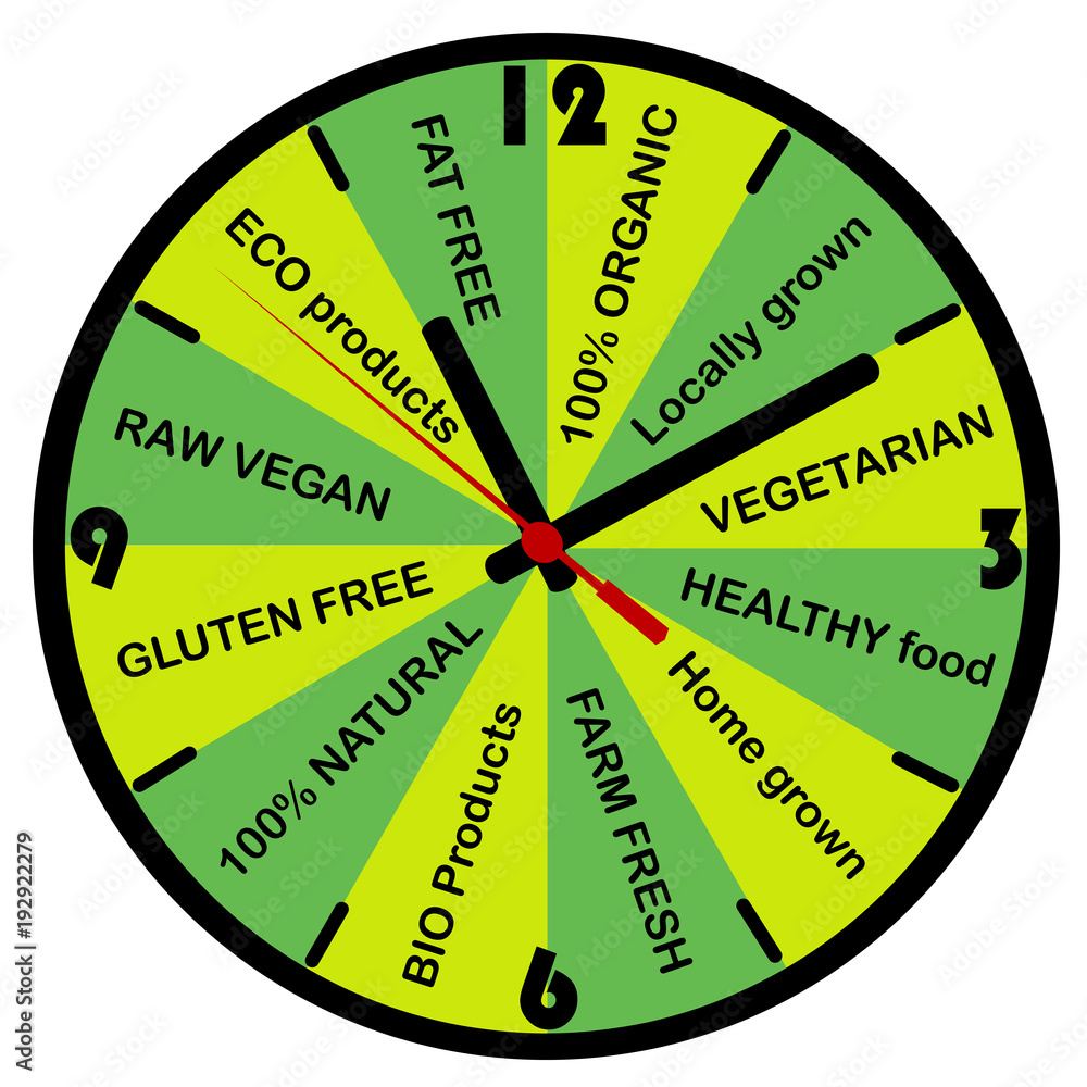 Fotografie Healthy food concept with clock