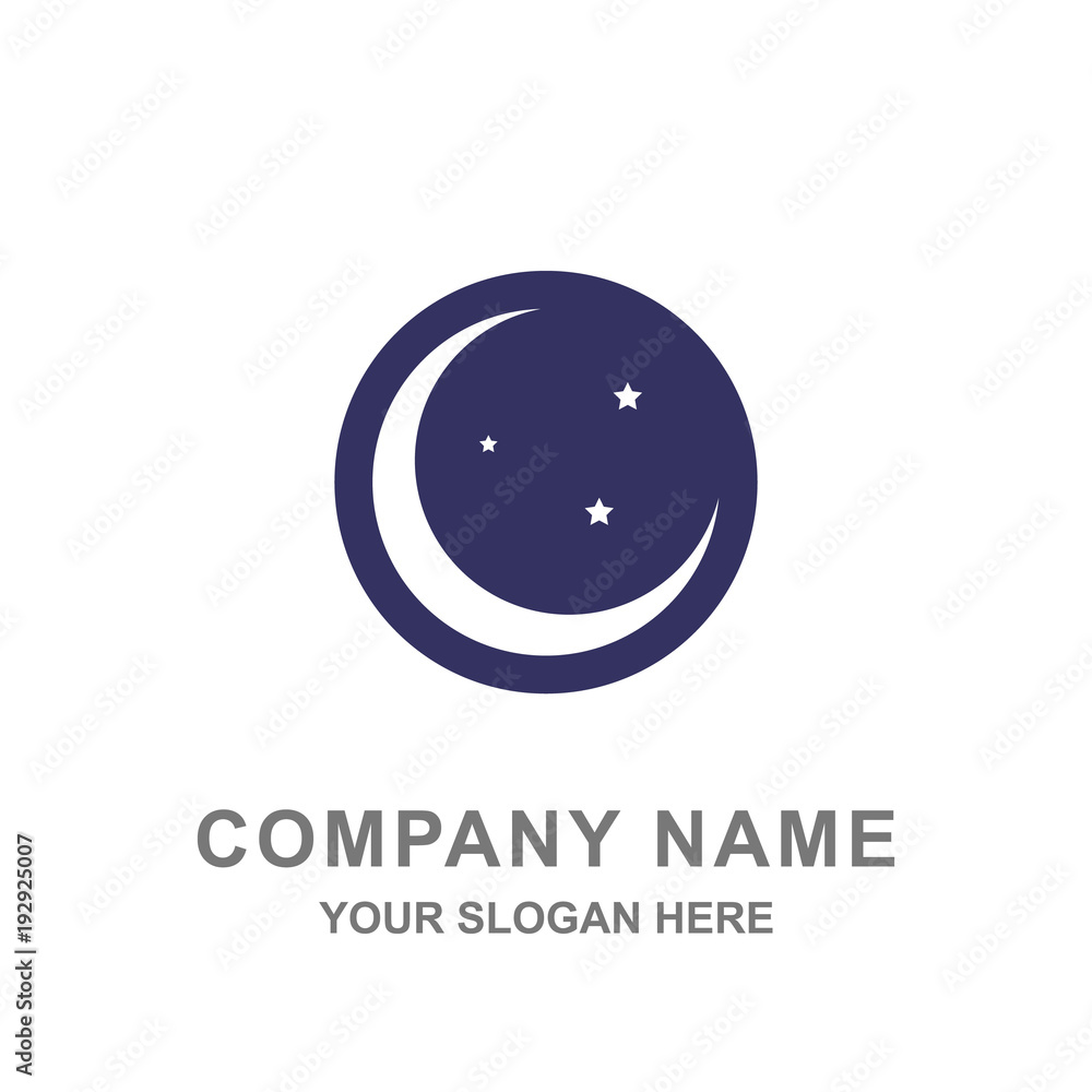 Moon and Star Round Shape Logo Vector Illustration Moon and Star Round Shape Logo Vector Illustration