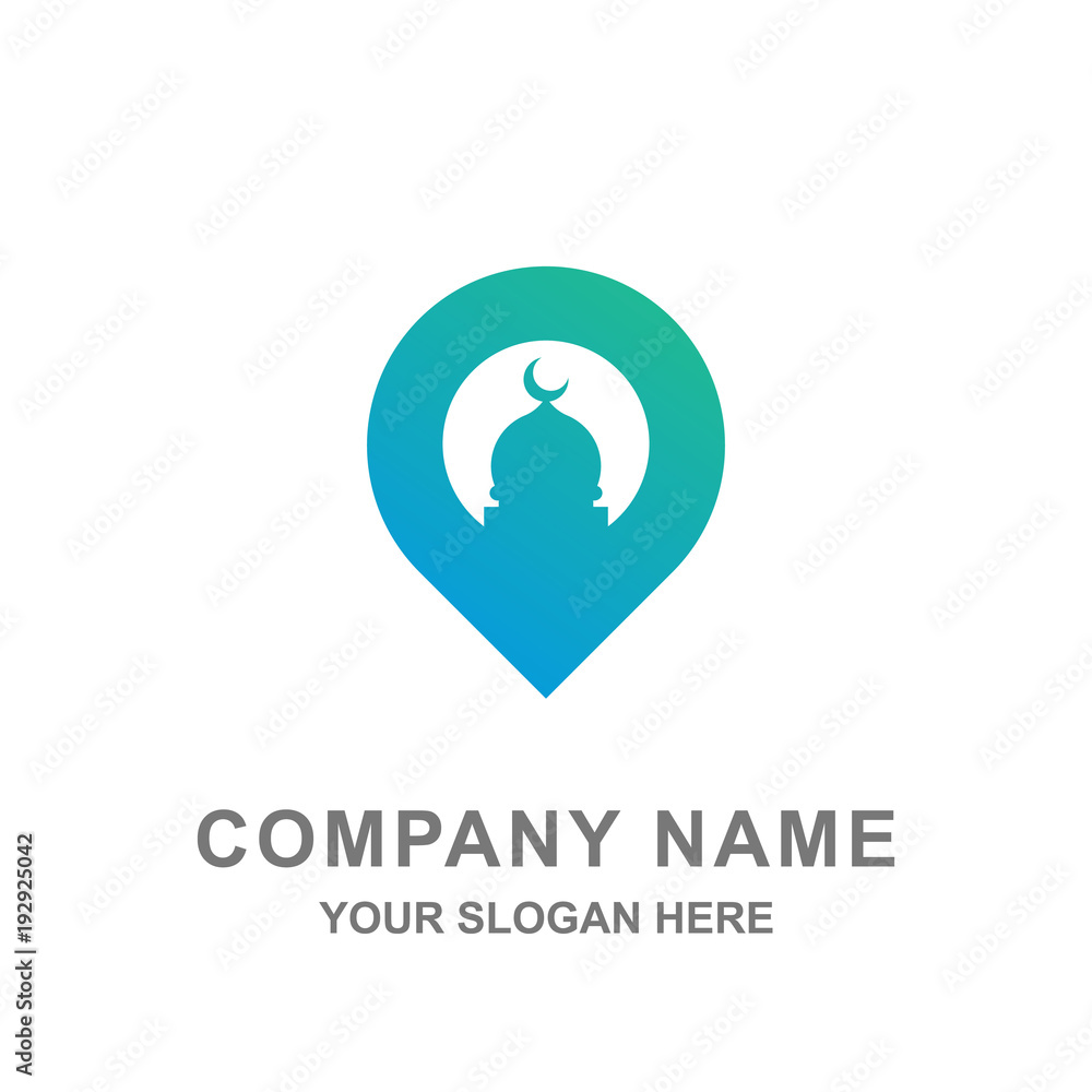 Mosque Location Navigation Map Logo Vector Illustration Mosque Location Navigation Map Logo Vector Illustration