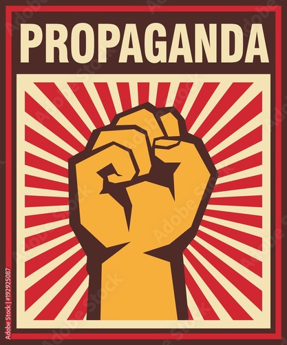 A clenched fist hand raised in the air, poster style vector