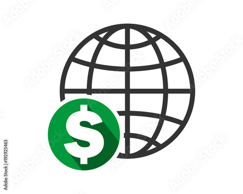 earth dollar currency financial money price economy image vector icon logo symbol