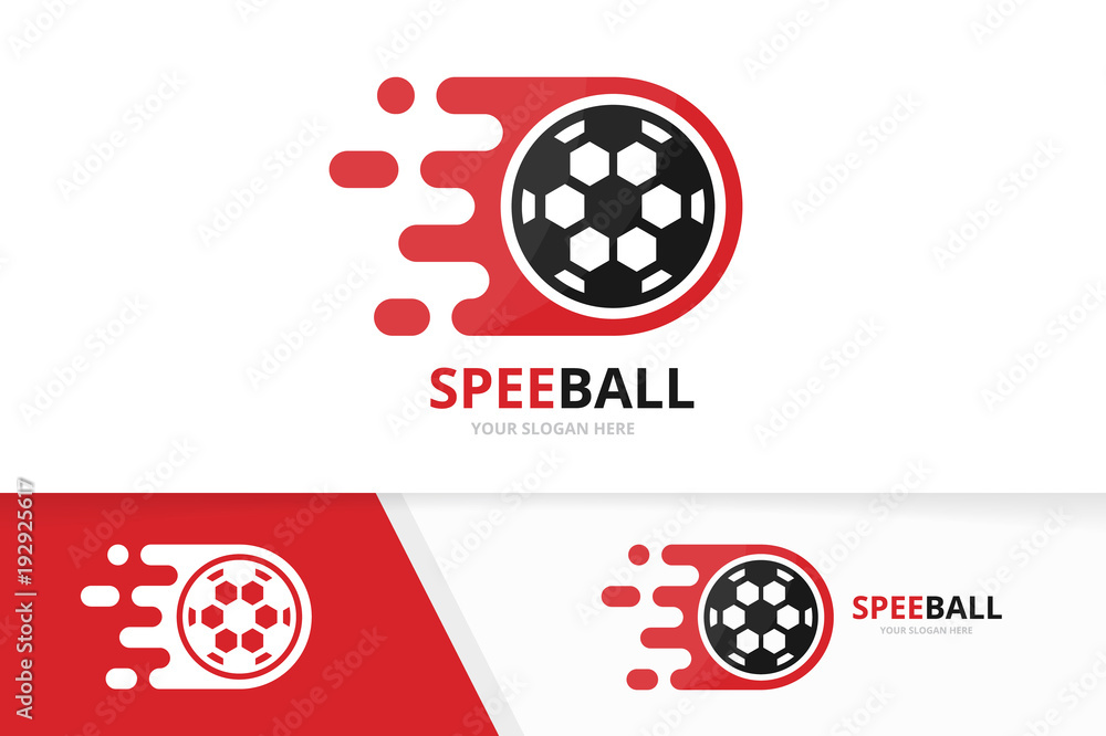 Vector fast soccer logo combination. Speed ball symbol or icon. Unique football and digital logotype design template. Vector fast soccer logo combination. Speed ball symbol or icon. Unique football and digital logotype design template.