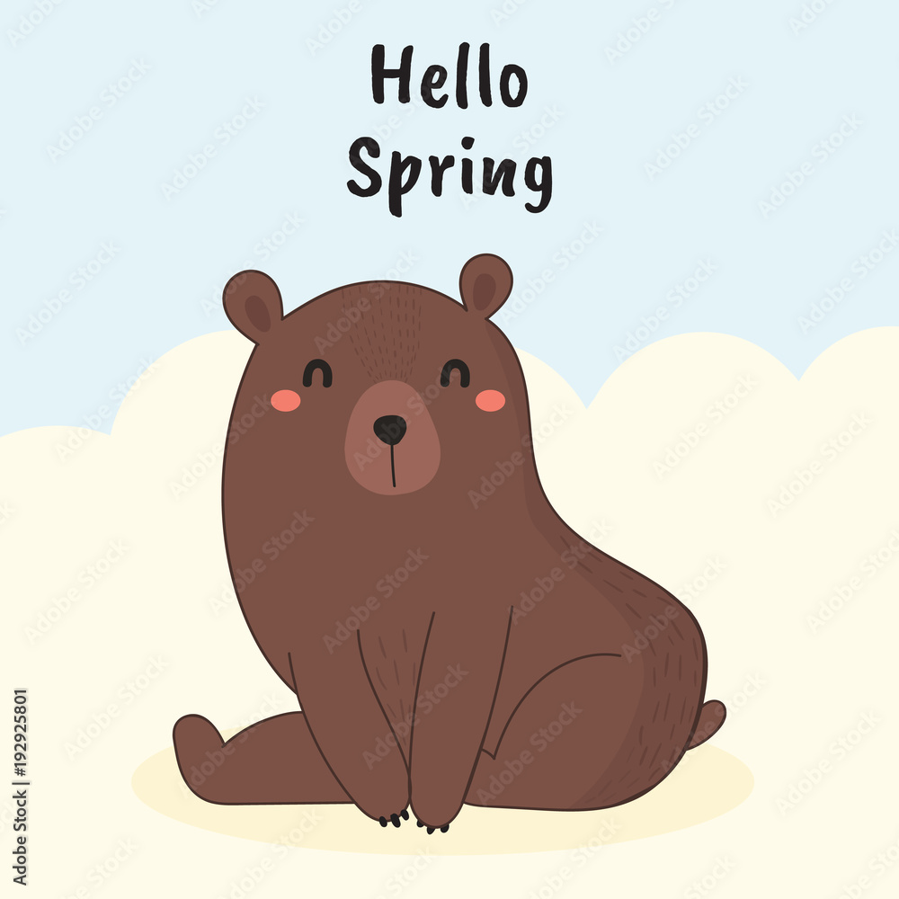 Fototapeta premium cute bear, hello spring