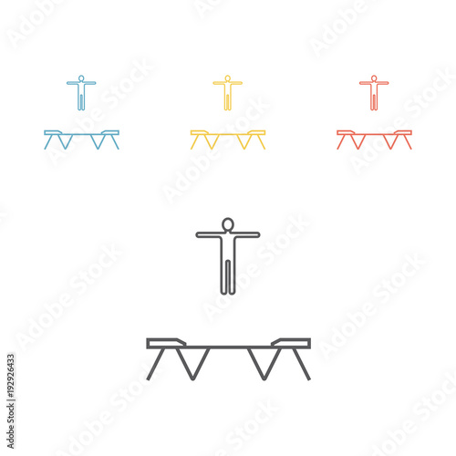 Trampoline jumping line icon. Sport sign