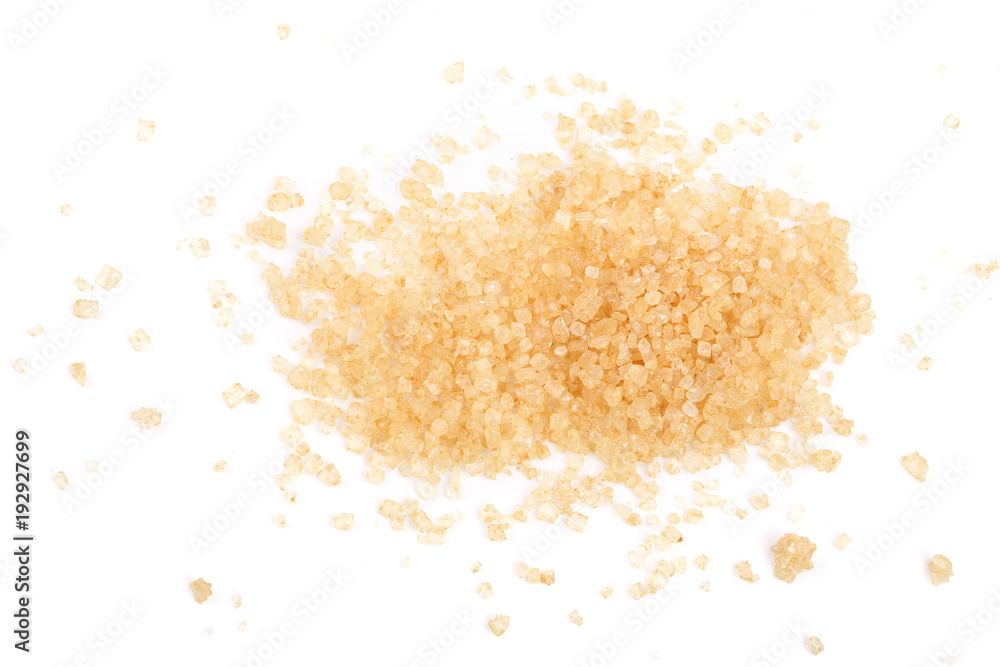 brown sugar isolated on white background. Top view. Flat lay