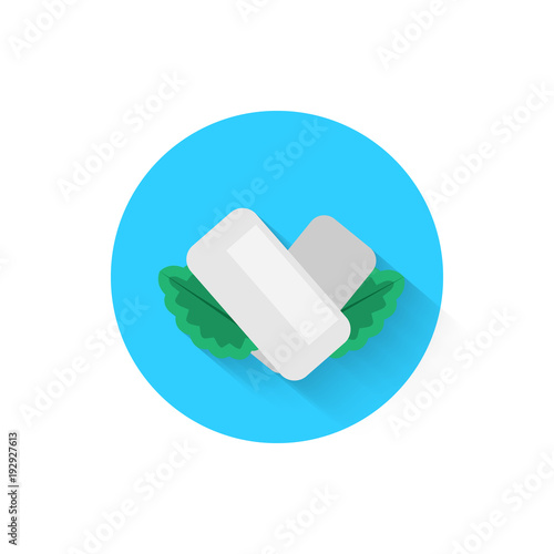 Chewing gum with mint leaves is an icon icon isolated. Vector illustration for your projects