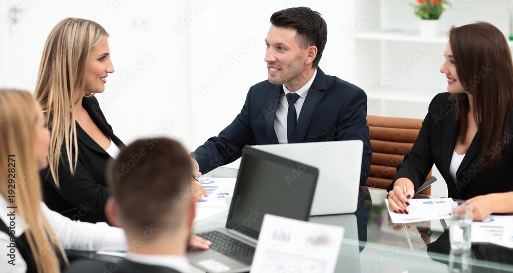 group of business people discussing a new financial project group of business people discussing a new financial project