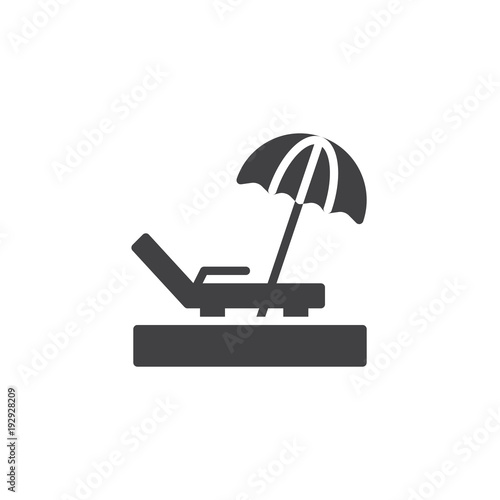 Parasol beach vector icon. filled flat sign for mobile concept and web design. Chaise longue simple solid icon. Symbol, logo illustration. Pixel perfect vector graphics