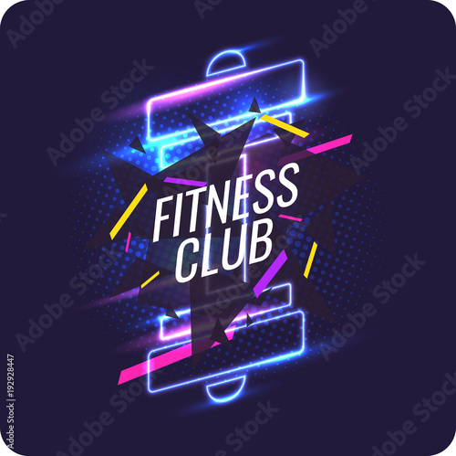 Modern neon poster for sports and fitness club.