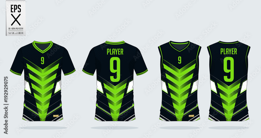 Green Black Tshirt Sport Design Template For Soccer Jersey