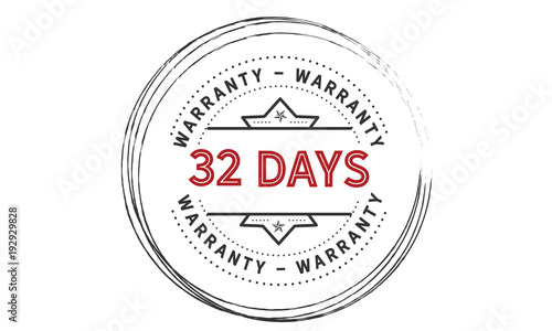 32 days warranty icon vintage rubber stamp guarantee photo