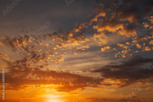 Fiery, orange and red colors sunset sky. Beautiful background © es0lex