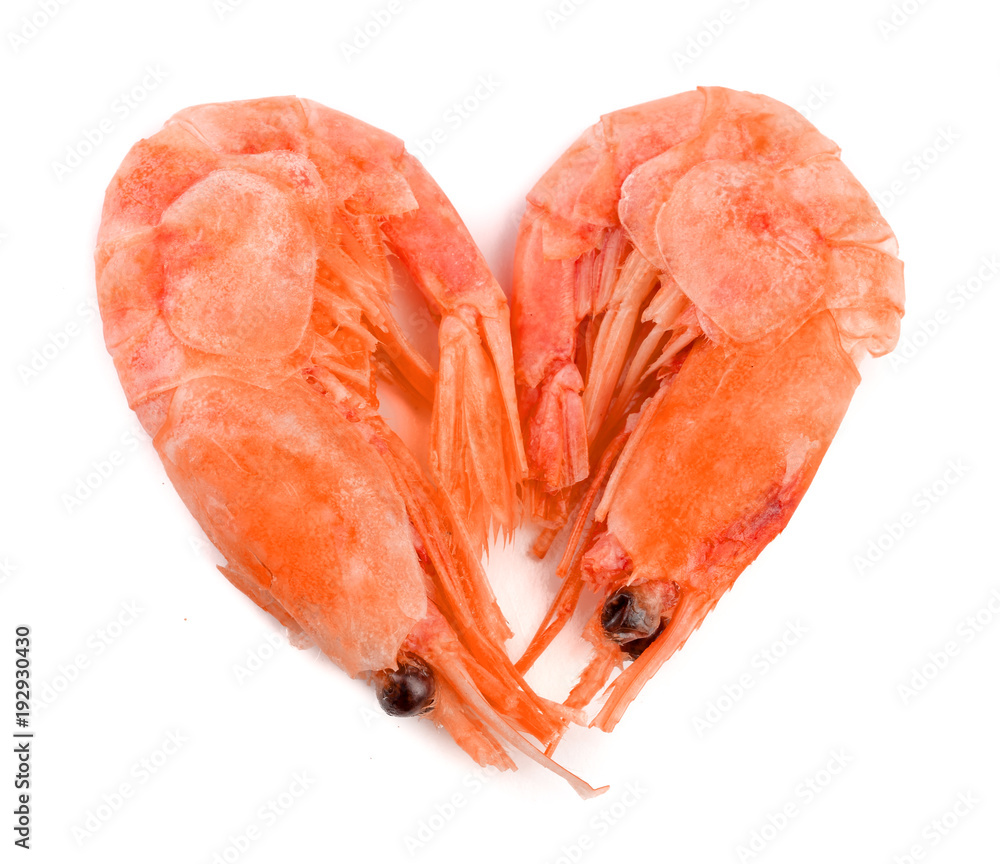 Red cooked prawn or shrimp isolated on white background Red cooked prawn or shrimp isolated on white background