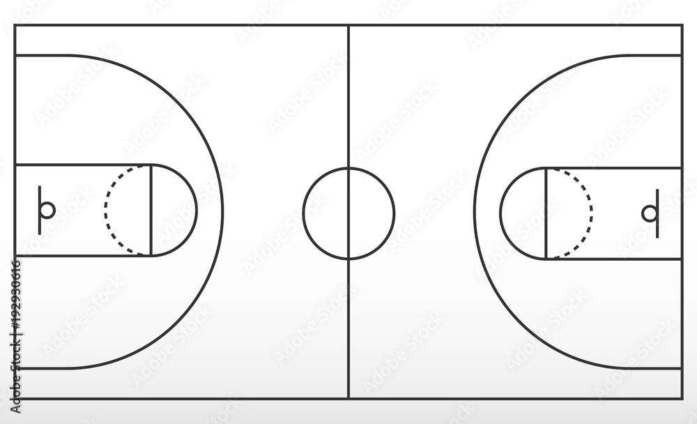 Basketball court markup. Outline of lines on basketball court. Stock Vector  | Adobe Stock