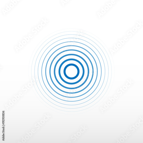 Blue radio station signal. Sound wave background. Circle spin vector background.