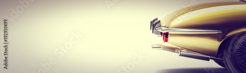 Foto Golden retro car 3d illustration