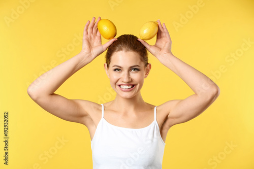 Funny young woman with ripe...